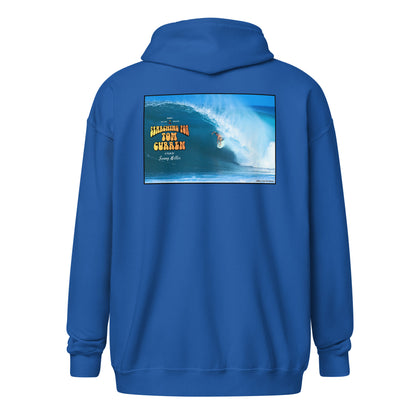 Searching for Tom Curren ZIP HOODIE · Back Print Movie Billboard with SFTC Logo