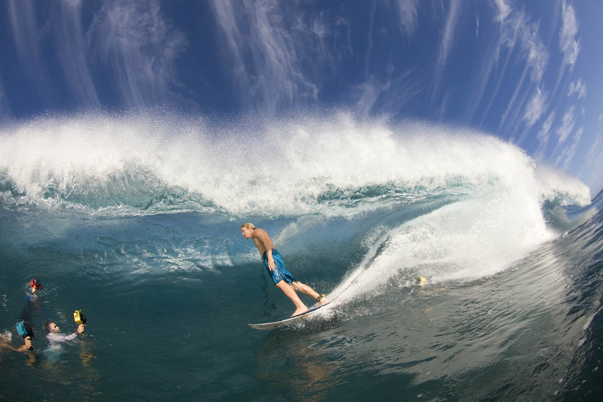 Jamie Obrien deep in the tube at OTW on the North shore of Oahu. From the award winning film Fiberglass and Megapixels. This Photo was taken by Scott Aichner who stars in the film. Taken in 2008.