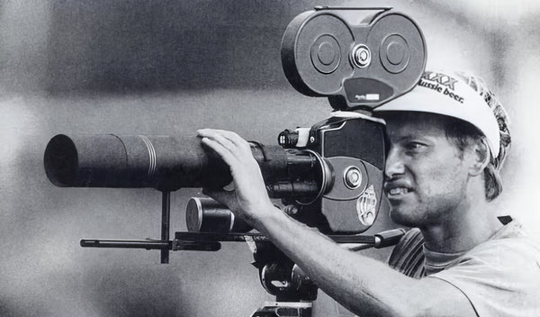 Chris Bystrom with a long lens, 1980s