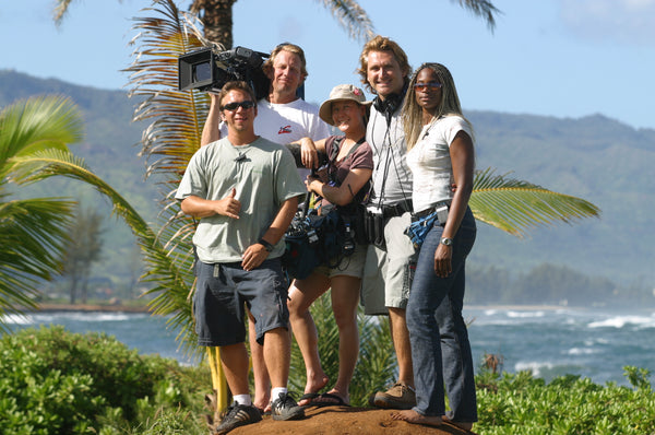 With his crew on The Boarding House: North Shore, 2002