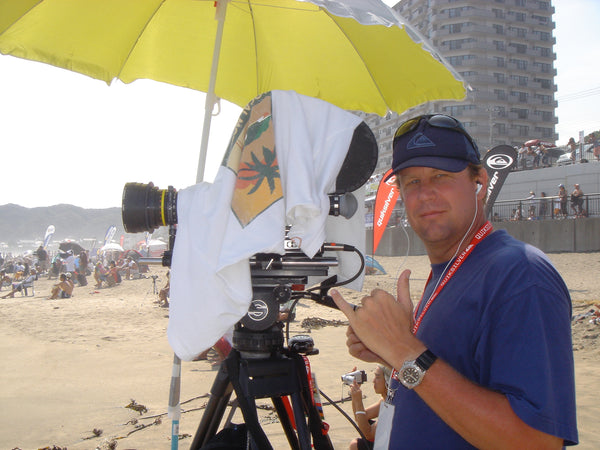 Shooting 35mm film for Quiksilver at the ASP event in Chiba, Japan, 2005