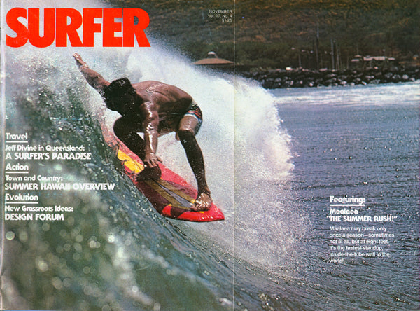 On the cover of Surfer, Maalaea, Maui, 1976
