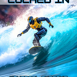 Surfer on a wave with 'Loched In' movie poster text