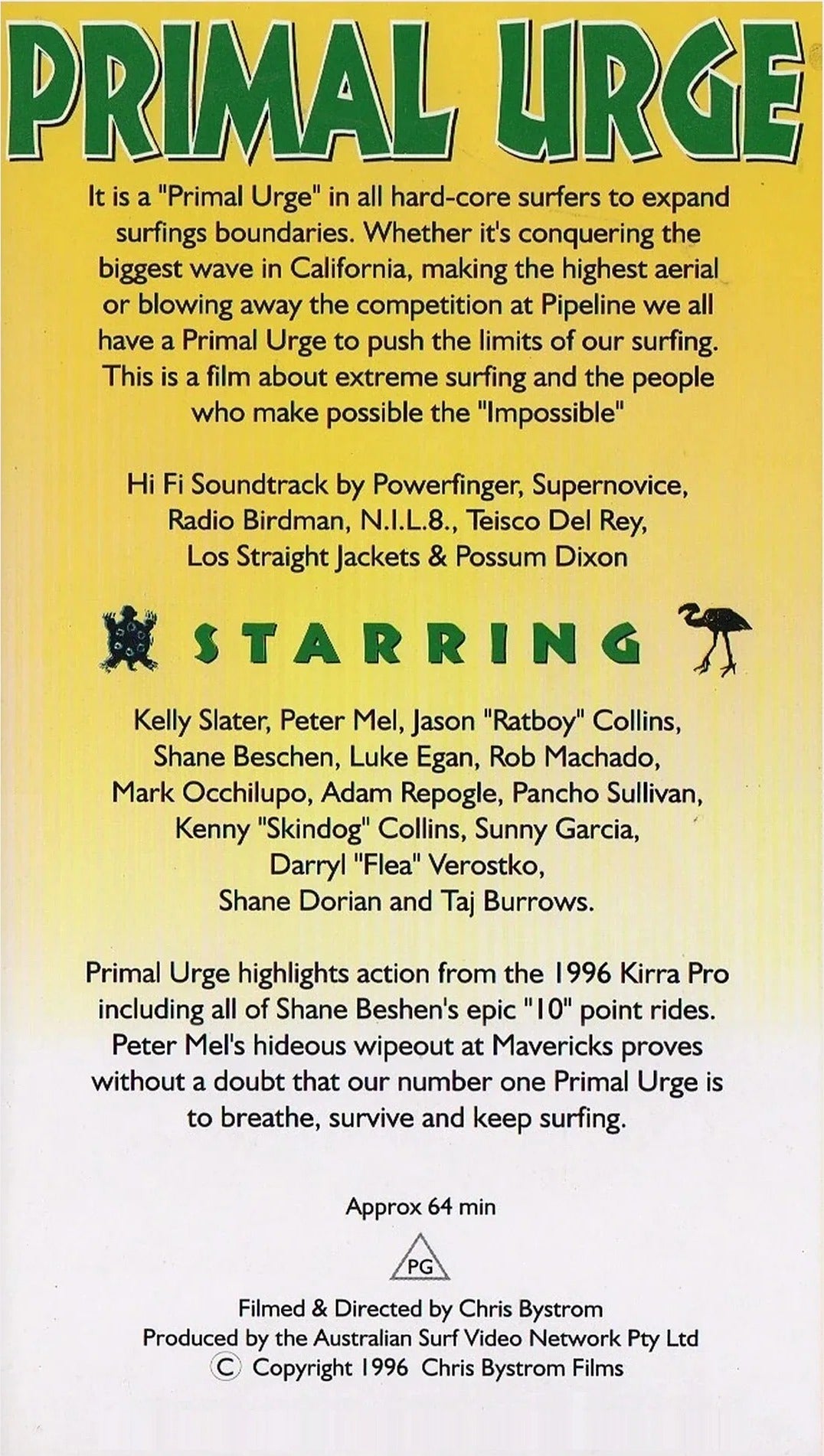 Primal Urge back cover with cast and credits