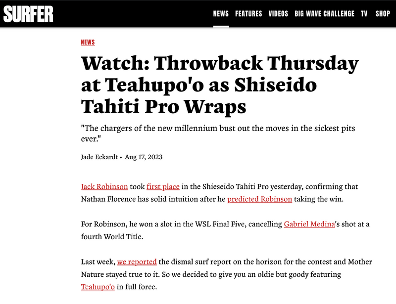 Teahupo'o at the 2000 Tahiti Pro