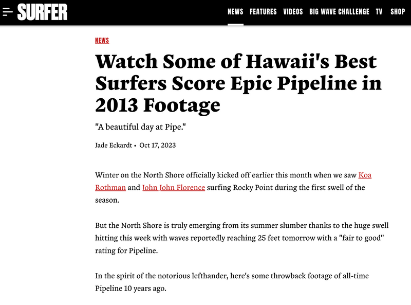 Hawaii's best surfers score epic Pipeline