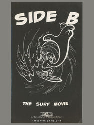 Poster for 'Side B: The Surf Movie' with a stylized illustration of a surfer and waves on a black background.