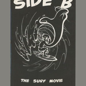 Poster for 'Side B: The Surf Movie' with a stylized illustration of a surfer and waves on a black background.