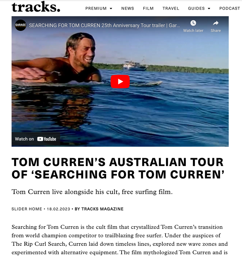 Tom Curren's Australian tour of Searching for Tom Curren