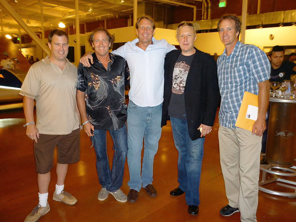Scott Aichner, Sonny Miller, Derek Hoffmann and two of the X-Dance Film Festival crew at the X-Dance summer screening at Red Bull HQ, Santa Monica, 2010.