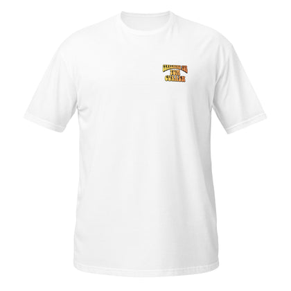 Searching for Tom Curren T-shirt · Back Print Movie Poster with SFTC Logo